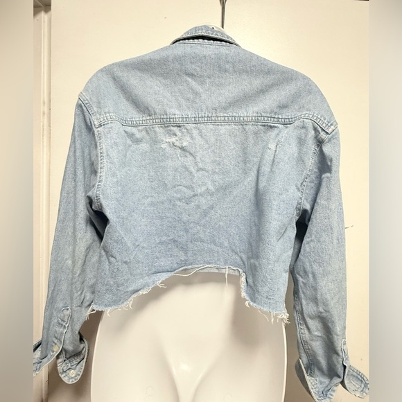 Bershka Light Blue Cropped Denim Jacket - Picture 4 of 7
